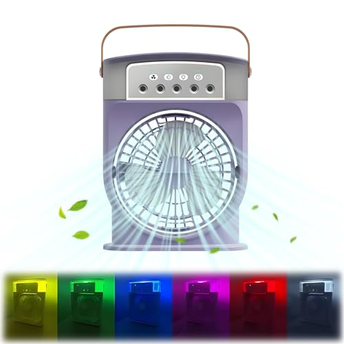Mini ventilador de aire acondicionado USB portátil con 5 agujeros de pulverización, ventilador de refrigeración personal que sopla aire frío, ventilador de niebla de refrigeración de escritorio