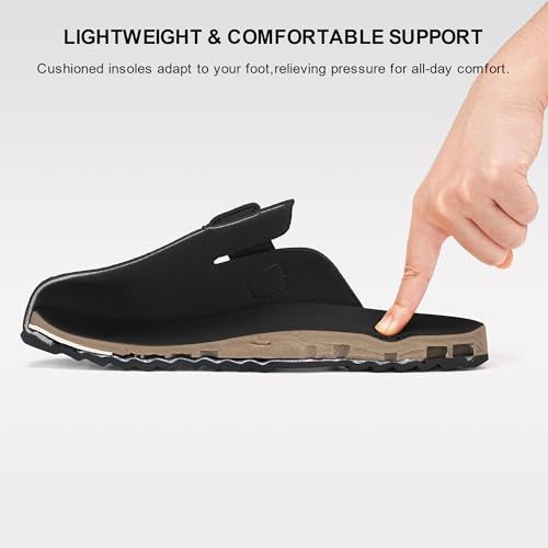 Stelle Clogs for Women Men Soft Suede Mules Cork Footbed Arch Support Leather Potato Shoes Adjustable Buckle Non-Slip3