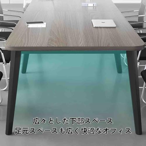 Acmeer 折りたたみ会議テーブル 2m/2.4m/3m/3.6m 大型 オフィスデスク 長机 カンファレンステーブル長方形 事務机大人数会議対応 4-6-8人丈夫で耐久性のあるデスクトップは 高温腐食に強く (220x120x75cm,ブラウン-黒い脚) [4]