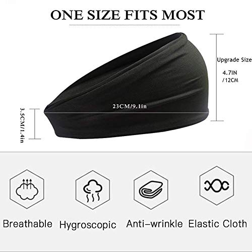 OFFTESTY Sports Headbands for Men 6 Pack, Moisture Wicking Hairbands Workout Sweatbands for Running Cycling Basketball Tennis Football, Stretchy Mens Headband Non Slip for Boys