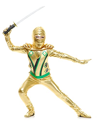 Charades Golden Ninja Series III with Armor Child's Costume, Gold, Small