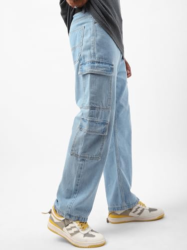 Bewakoof Herren Baggy Fit Jeans, Indigo_654891, 46 – Bild 3
