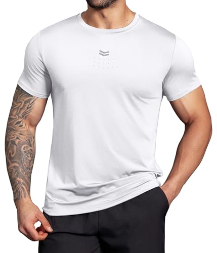 Boyzn Herren T-Shirt mit Reflexstreifen & Belüftungsperforation - Feuchtigkeitstransport Schnell trockenfür Fitness, Laufen, Basketball
