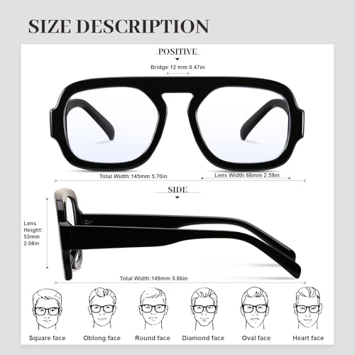 Image of Aviator Blue Light Blocking Glasses for Women Men Square Flat Top Computer TV Eyeglasses Anti Eyestrain