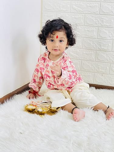 Image of POLKA TOTS Premium Cotton Dhoti Kurta Set for Kids Boys | Traditional Angrakha Style Ethnic Wear for Boys | Kurta Dhoti Set for Kids | Festive & Wedding Clothing Set for Baby