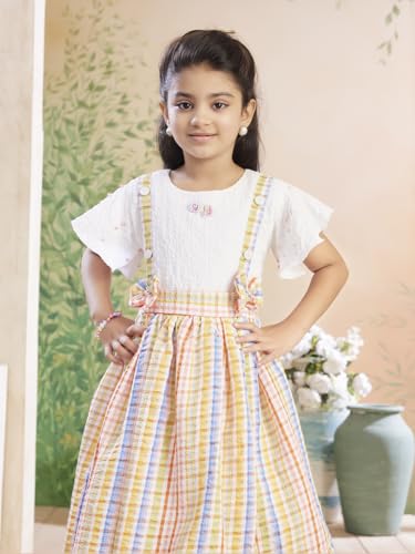 Image of Aarika Girls Green Colour Check Cotton Frock