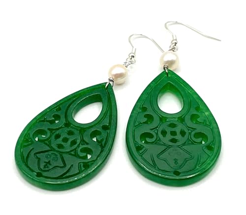Boucles d'oreilles jade vert et perles pour sublimer vos tenues