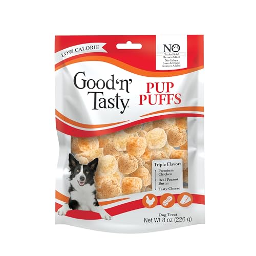 Good ‘n’ Tasty Pup Puffs, 8 Ounces, Low-Calorie Cheese Puff-Inspired