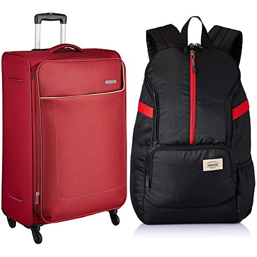 Image of American Tourister Jamaica Polyester 80CM Wine RED Soft Suitcase