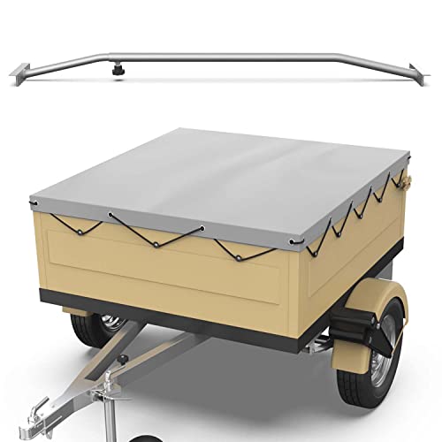 Tarpofix® Bâche pour remorque plate 140 x 105 x 7,5 cm + 1x arceau de bâche (réglable 100-145 cm) - Bache remorque PVC - Bâche de couverture pour diverses remorques de voitures de 350kg & 500kg FP DDR