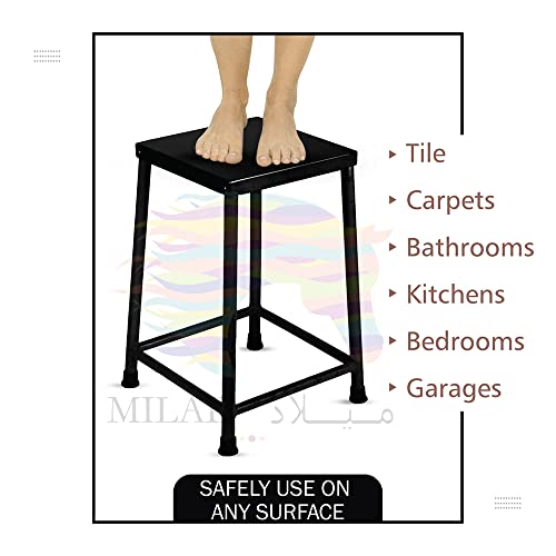 Image of MILAD SAIFIX Sitting Stool for Indoor Or Outdoor | Metal Lightweight | Office & Home | Kitchen & Garden | Heavy Duty | Table (30 L x 30 W x 50 H CM's, Black Color)