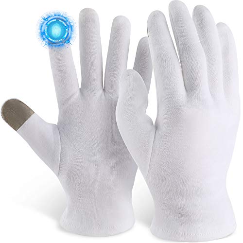 6 Pairs Touchscreen Moisturizing Gloves for Dry Hands, Cosmetic Gloves White Gloves Overnight, Inspection Gloves, SPA Gloves for Men and Women