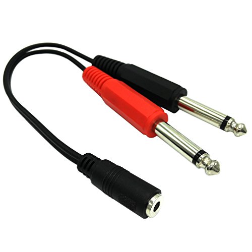COMeap 3.5mm to 1/4 Adapter Cable, 3.5mm (Mini) 1/8" TRS Stereo Female to Dual 6.35mm 1/4" Mono TS Male Y-Splitter Cable 9-inch/25cm