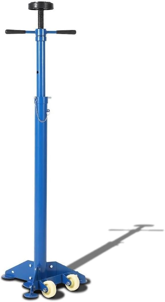 Heavy Duty 3/4 Ton Underhoist Support Stand – 1655 lbs Capacity – Adjustable Height 38.4-75.4 in – Self-Locking Acme Thread – Triangular Base with Wheels – Contoured Saddle for Vehicle Lifting