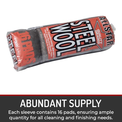 Image of Hi-Tech 000 Extra Fine Steel Wool Pads (16 Pack) - Ultra-Fine Scratch-Free Surface Prep, Waterless Window Cleaning, Polishing, Finishing & Woodworking Abrasive