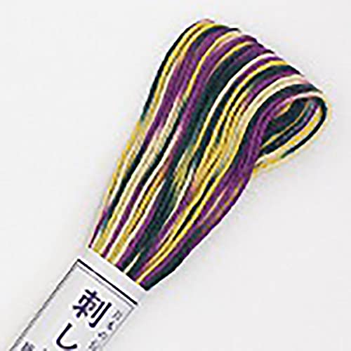 Olympus Sashiko-20m Skein-Variegated Thread (Purple, Yellow & Navy # 92)