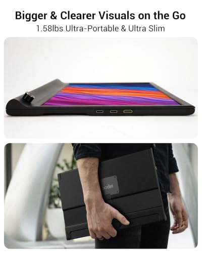 Image of Portable Monitor 15.6 inch for Laptop, 1080P FHD IPS Travel Screen Display | Adjustable Stand, 1.58lbs Ultra-Slim Lightweight,Plug & Play, Mini HDMI /USB Type-C, Windows /Mac /Android
