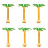 Fun Express Coconut Cups with Lids and Straws 6 Pack - Palm Tree Tiki Cups for Tropical Party Decorations | Hawaiian Luau Party Favors for Beach Birthday Party Decorations & Pool Party Supplies