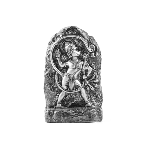 Image of Artarium Kesari Nandan Hanuman Idol Bold Divine Sculpture for Home Temple Decor, Symbol of Strength, Devotion, Protection, and Courage Handcrafted Spiritual Masterpiece (Silver Finish | 6 Inch)