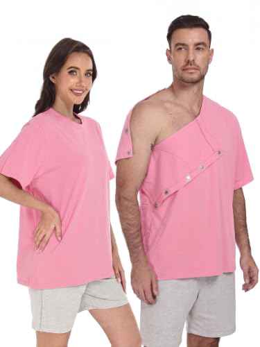 Recorah Magnetic Post Surgery Shirts for Men & Women - Adaptive Full Open Tear Away Clothing for Easy One-Handed Dressing - Shoulder Mastectomy & Dialysis Surgery Wear