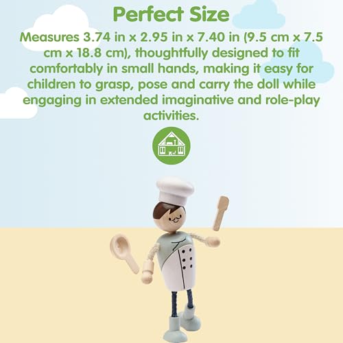 Muñeca Chef de Madera Poseable PlanToys 1:12 miniatura 2
