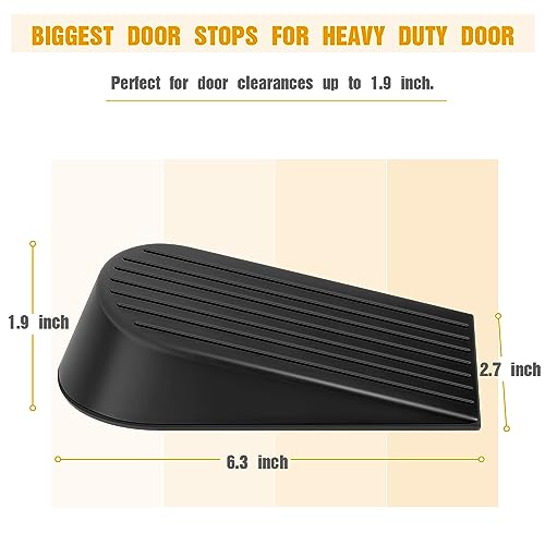 Crosize Black Extra Large Door Stopper, High 1.9 Inches Big Door Stop For Floor Rubber Doorstop Wedge, Door Gaps And Prevent The Lock-Outs, Floor Sturdy Door Stopper For Heavy Duty Door Bottom Of Door #TOP1