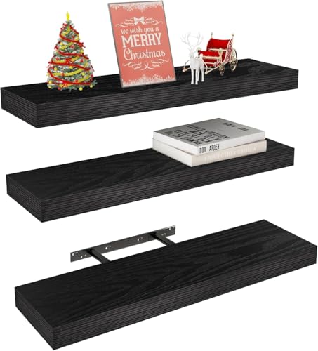 Vervida® Black Floating Shelves for Wall 3 Set for Wall