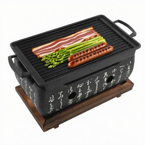 Parrilla Barbacoa Estilo japonés Natudeco Horno Rectangular Cocina Japonesa, Estufa de carbón, Barbacoa Japonesa Estufa Alcohol Parrilla Mesa carbón
