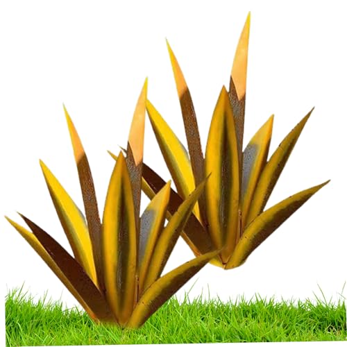 NewGtuizi Garden Tequila Decor, 2pcs DIY Metal Tequila Rustic Sculpture, Metal Agave Yard Art for Outdoor Lawn Ornaments Garden Decoration (Yellow)|Outdoor Statues