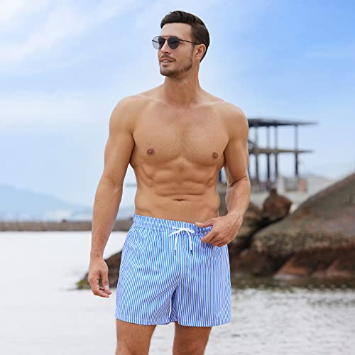 Image of BRISIRA Mens Swim Trunks Swim Shorts Quick Dry 5 inch Inseam Beach Shorts with Compression Liner and Zipper Pocket