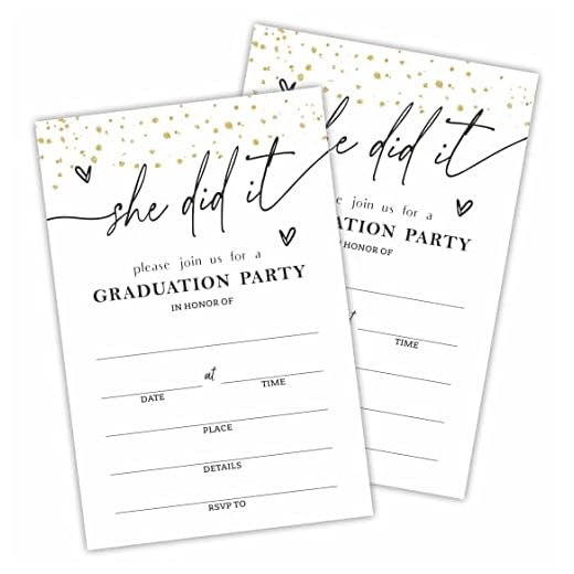 Graduation Party Invitations With Envelopes(20 Pack)，She Did It! Fill-In Grad Party Announcement Invite Cards For High School Or College,University Grad Celebration,Party Favors & Supplies-BYYQK-A01
