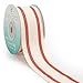 Natural Cotton Ribbon with Stripe 1-1/2 inch (38mm) x 10 Yards. Natural Ribbon Decorative for DIY Crafts and Gift Wrapping - Ivory/Red