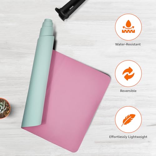 Image of AmazonBasics Dual Colour Yoga Mat | 6 MM Thick Mat | Carry Strap | Grippy Surface | Anti Slip Exercise Mat | TPE & EVA Material | Yoga Mat for Men & Women (Turquoise & Pink)