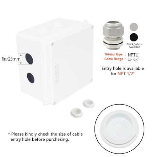 LeMotech Junction Box, ABS Plastic IP65 Waterproof and Dustproof, Universal Electrical Enclosure, Outdoor and Indoor Project Box 5.9X 5.9X 3.9 inch (150 x 150 x 100 mm)