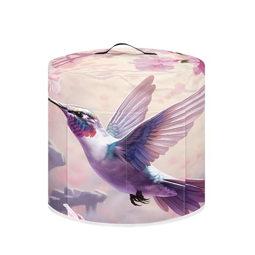 Pressure Cooker Cover Compatible, Air Fryer Hummingbird Cherry Blossom Print Dust Cover Round 8qt Instant Boiler Air Fryer Lid with Top Handle and Pockets GlyphicWave