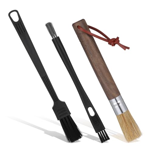 3 PCS Coffee Grinder Brush Coffee Brush Cleaner Tool with Natural Bristles and Sandalwood Handle for Home Kitchen Barista