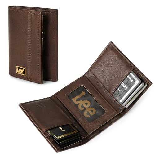 Lee Men’s Trifold Wallet, Pebble Grain Leather Wallet with Flip ID Window4
