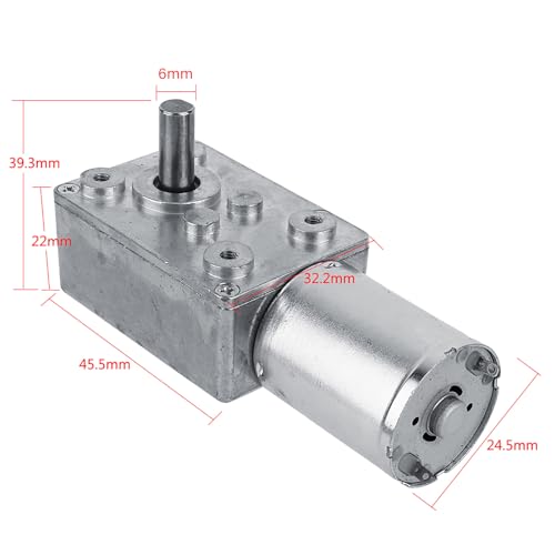 Schneckengetriebemotor, DC 12V Umschaltbarer Getriebemotor, Hohem Drehmoment Reduktionsmotor für Fenster Türöffner Miniaturwinde (20RPM)