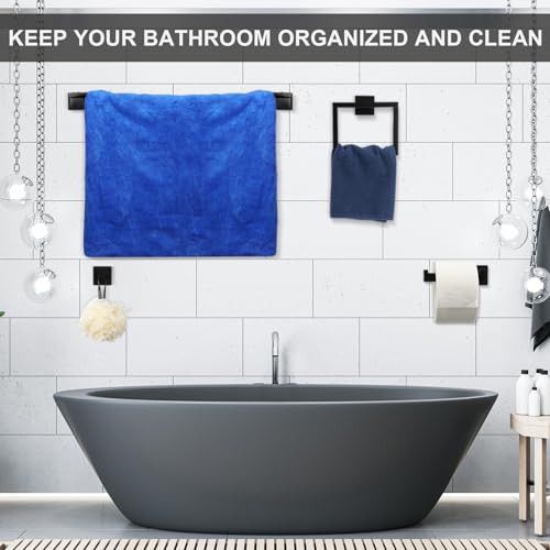 image for Gisafai 5 Pcs Bathroom Hardware Accessories Set, 23.6 Inch Bath Towel 