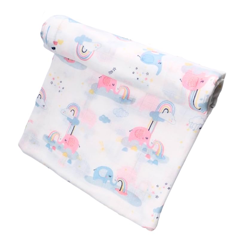 Super Soft Cotton 2-Layer Muslin Baby Blanket | Elephant Print | Breathable & Gentle on Baby Skin | Cozy, Lightweight & Perfect for Newborns, Infants & Toddlers-image-29