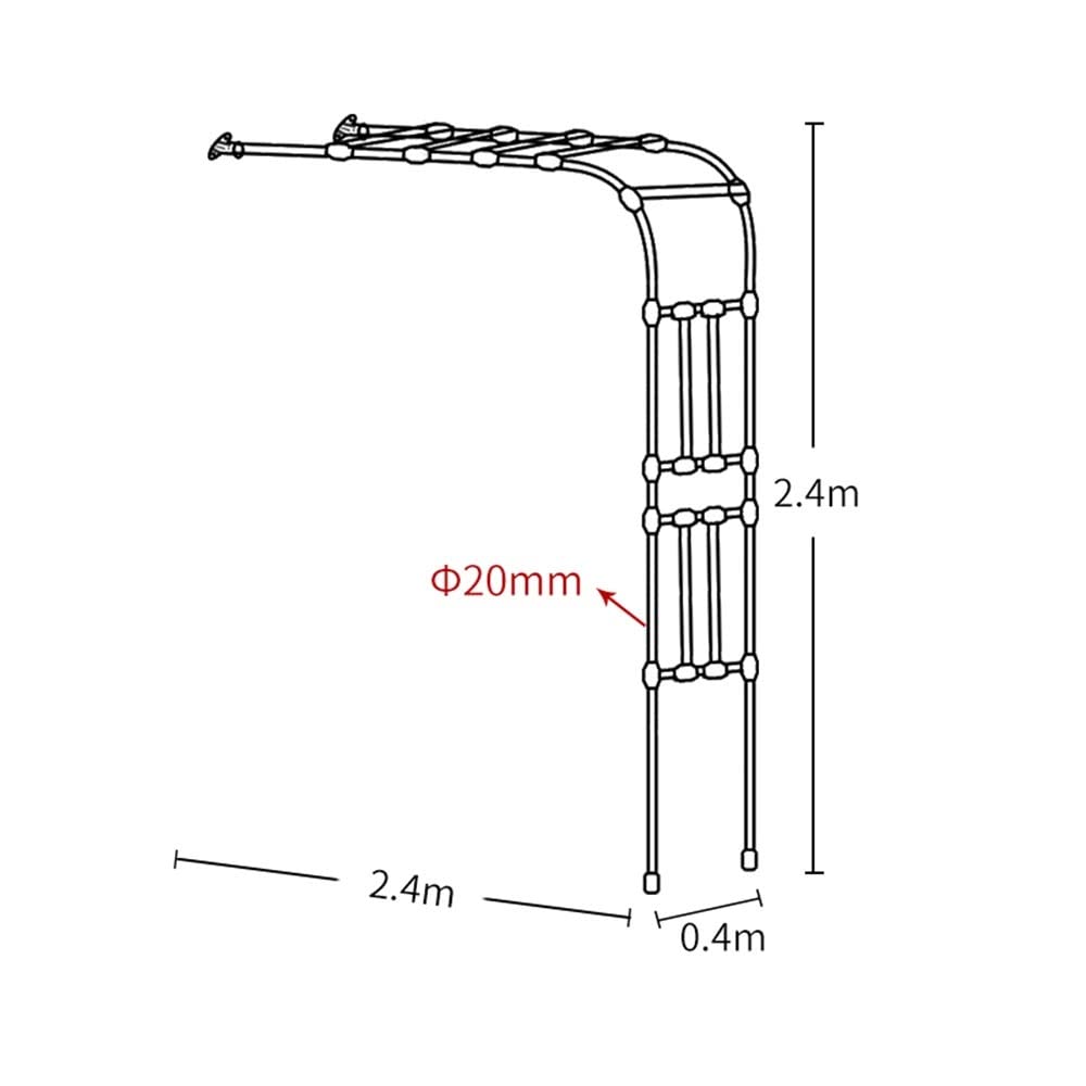 Demi-Arche de Jardin Arceau Rosier Grimpant 90x240x40cm 200x267x50cm 350x267x50cm Arche en métal Stable Tonnelle Arcade pour diverses Plantes grimpantes, Jardin extérieur, Noir/Blanc (Color : Noir,