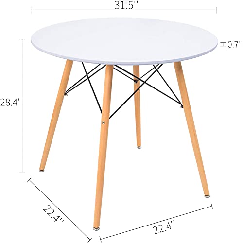 Round Table White Kitchen Dining Table White Dining Room Table Modern Style Round Leisure Coffee Table Office Coference Desk With Wood Legs For Kitchen Living Room (Round Table White) #TOP2