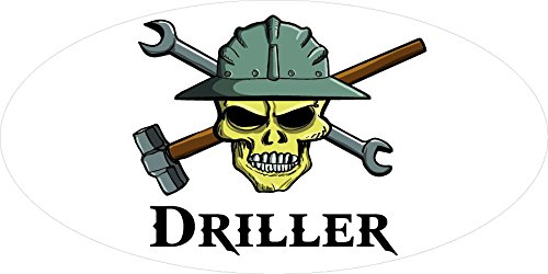3 - Driller Skull Hard Hat/Helmet Stickers 1 1/2" x 3" H327