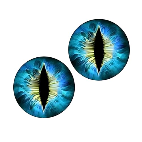 Image of 2 PCS Car Beast Eyes Decals, 3D Stereo Beast Eyes Stickers, Water-Proof Round Light Decal, Cool Beast Eyes Light Decoration Stickers, Suitable for Wrangler and Most Cars (Blue Eyes)