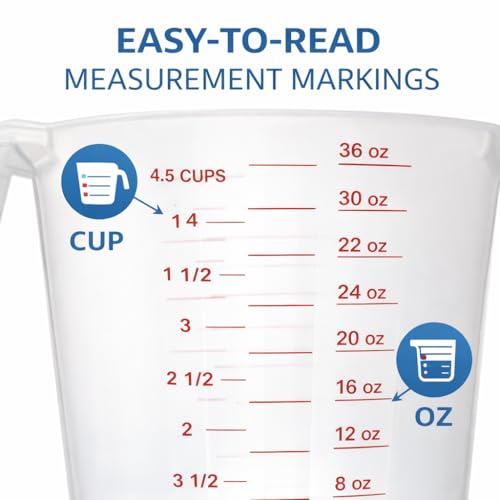 Vaso medidor plástico 4 tazas 32 oz con pico para verter miniatura 6
