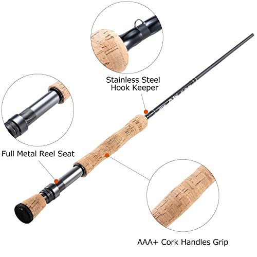 Goture Fly Fishing Rod - 9Ft 4 Piece Fly Rod For Freshwater Saltwater - Travel Fly Fishing Rod For Walleye Bass Salmon Trout - Carbon Rod With Chromed Guides #TOP2