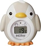 Nuby Penguin Baby Bath Thermometer - Digital Thermometer with Easy to Read Screen | BPA Free | Suitable from Birth (Grey)