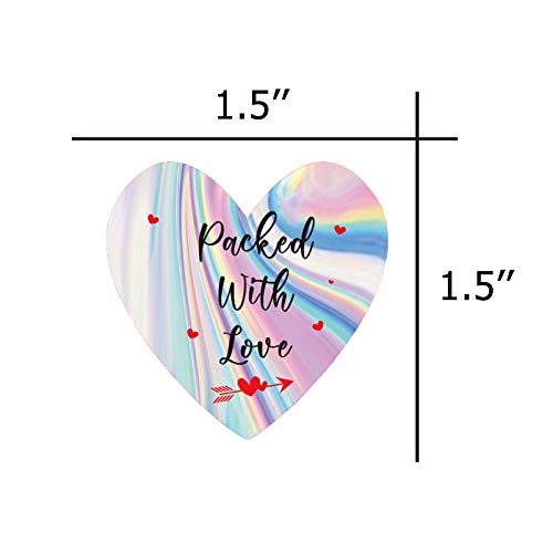 Happy Father 'S Day Stickers Packed With Love Stickers 1.5 Inch Holographic Heart Stickers Healthcare Thank You Labels For Envelope Seals Package 500 Pcs Per Roll Sealed Labels For Envelope #TOP1