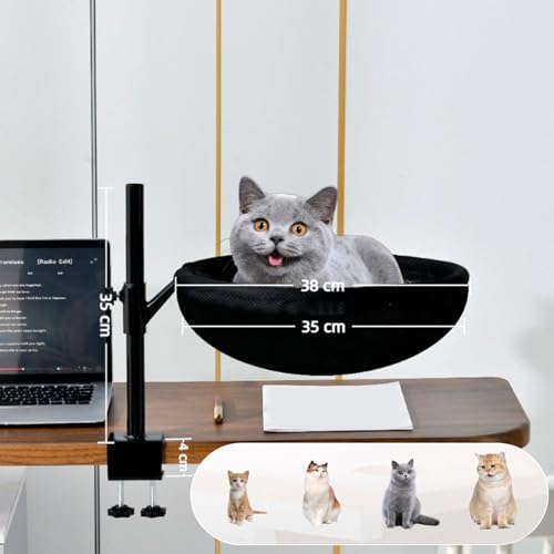 Lit de bureau pour chat suspendu compact panier de table fixe pour félin - 6