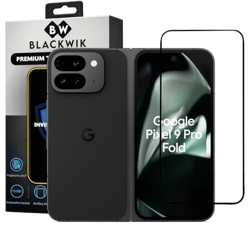 Image of Blackwik Military-Grade Gorilla Tempered Glass for Google Pixel 9 Pro Fold (Black) | Edge to Edge Full Screen Coverage | Scratch Resistant | Easy Installation Kit